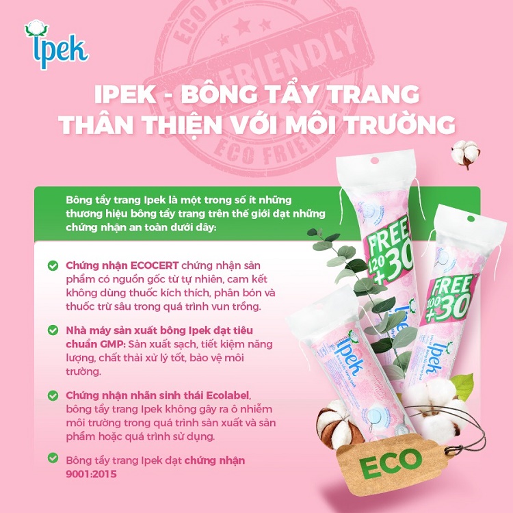 Bông tẩy trang Ipek siêu mềm mịn 130 miếng 5