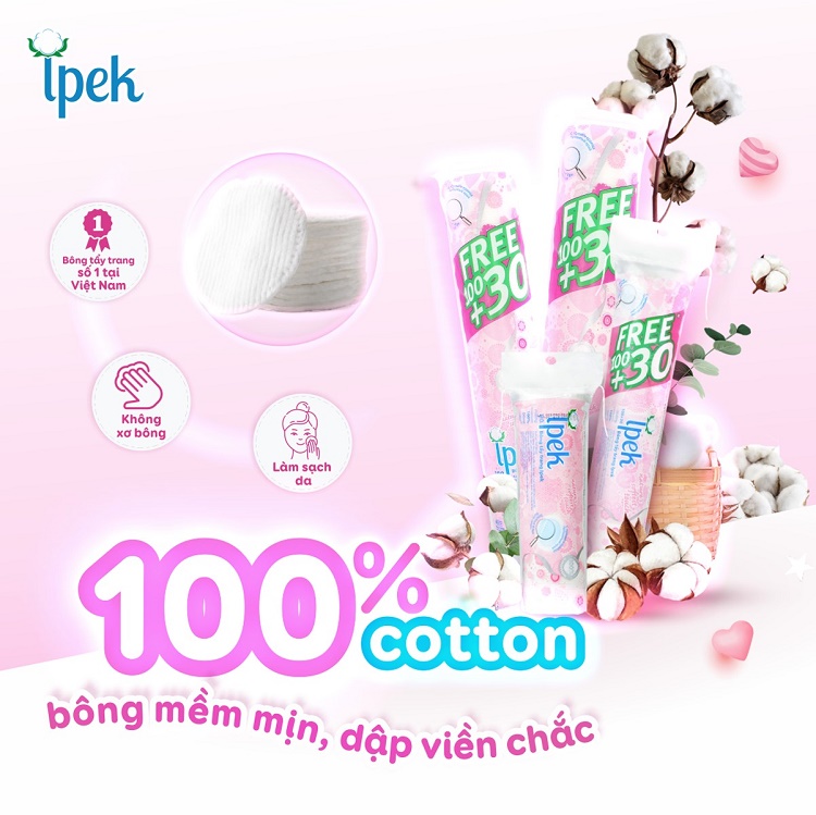 Bông tẩy trang Ipek siêu mềm mịn 130 miếng 2