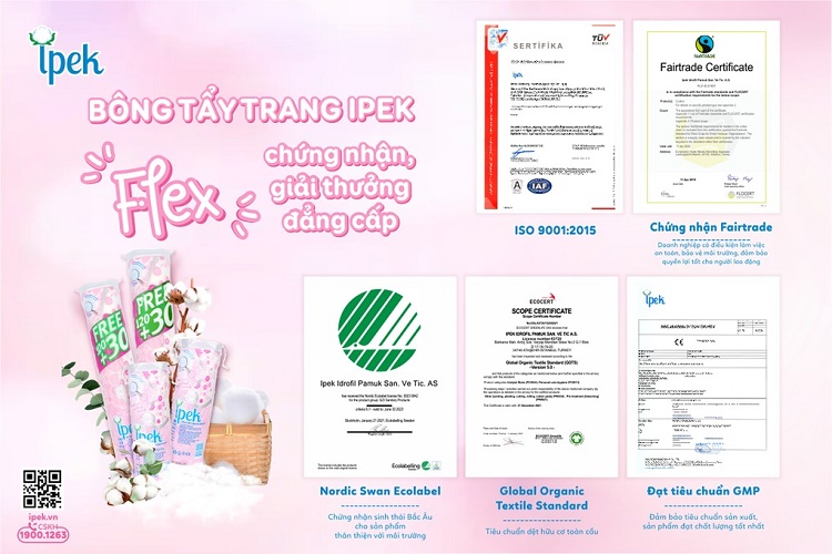 Bông tẩy trang Ipek siêu mềm mịn 150 miếng 3